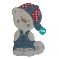 Iron-on Patch - Teddy Bear with Jeans Dress and Hat